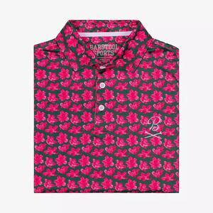 Barstool Sports Golf Polo Shirt Pink Floral Print XL